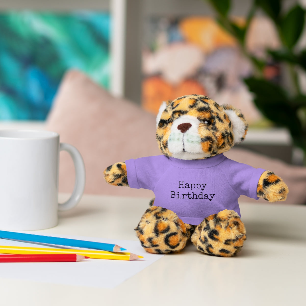SA- Happy Birthday Black Font Stuffed Animals with Tee