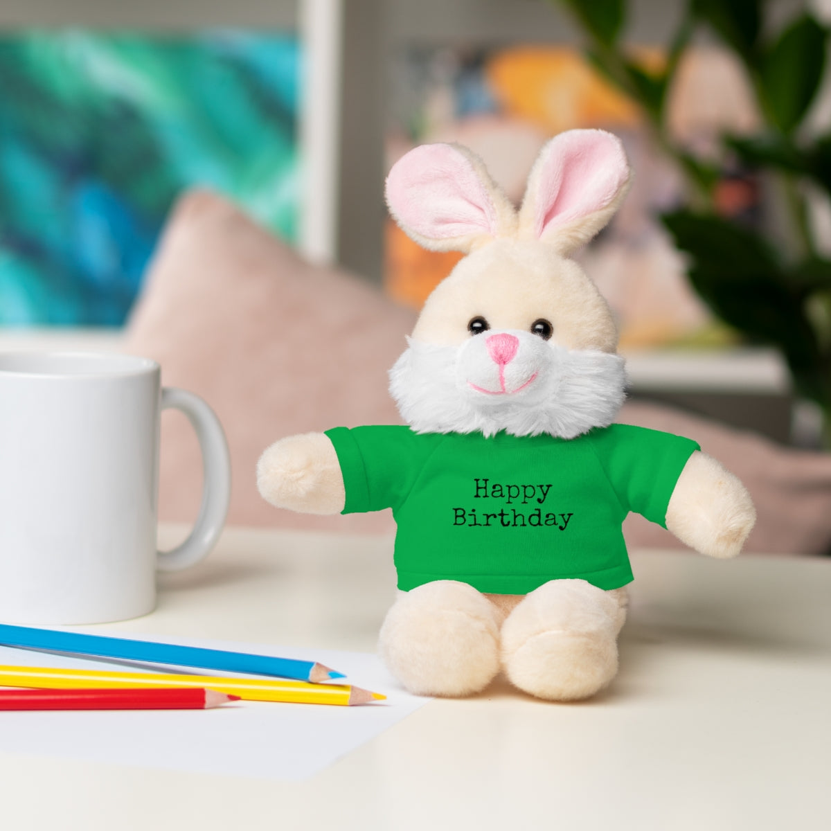SA- Happy Birthday Black Font Stuffed Animals with Tee