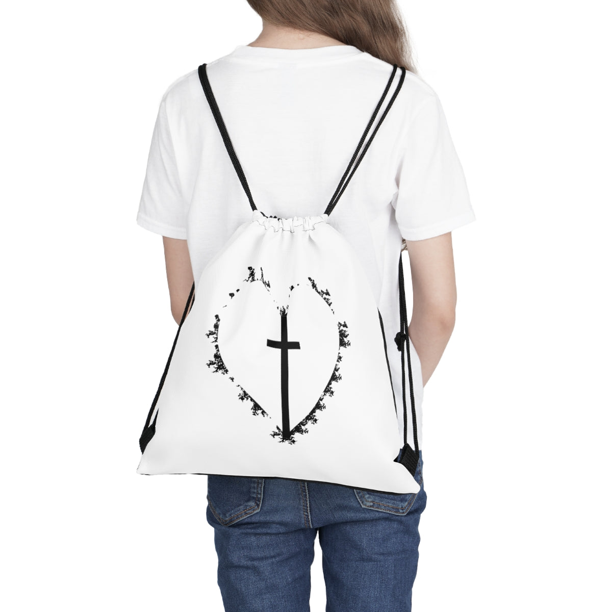 C- Love Jesus Drawstring Bag