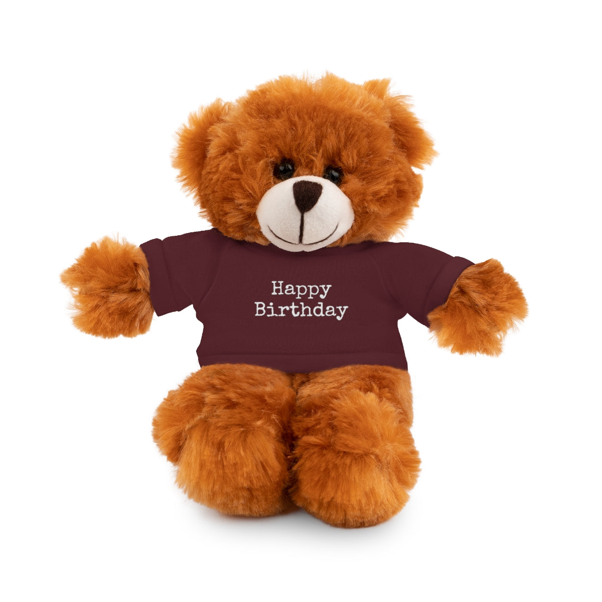 SA- Happy Birthday White Font Stuffed Animals with Tee