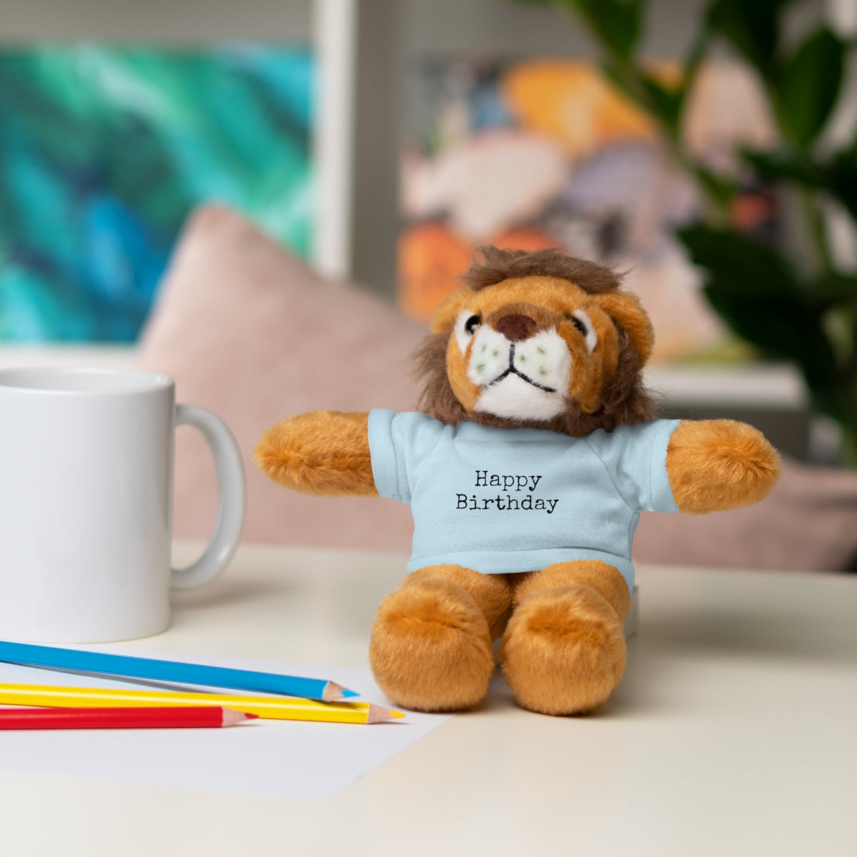 SA- Happy Birthday Black Font Stuffed Animals with Tee