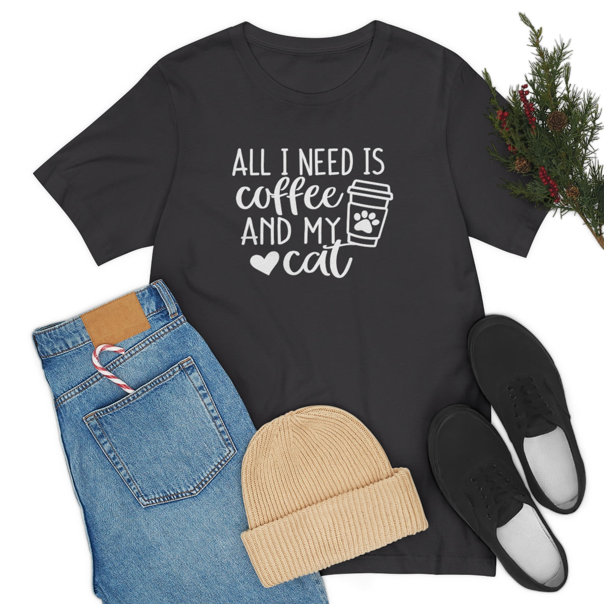P- All I Need is Coffee and My Cat Tee