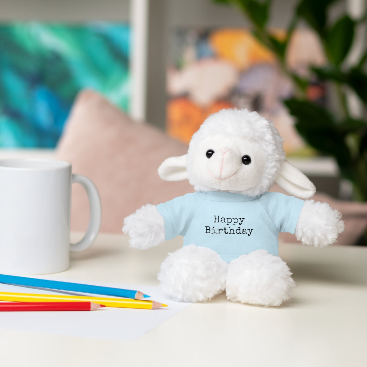SA- Happy Birthday Black Font Stuffed Animals with Tee