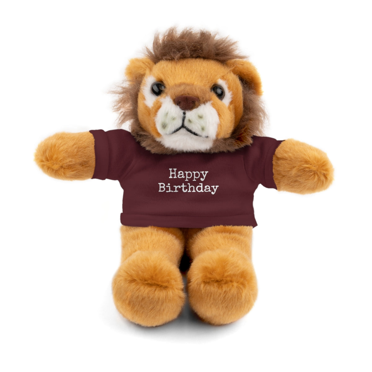 SA- Happy Birthday White Font Stuffed Animals with Tee