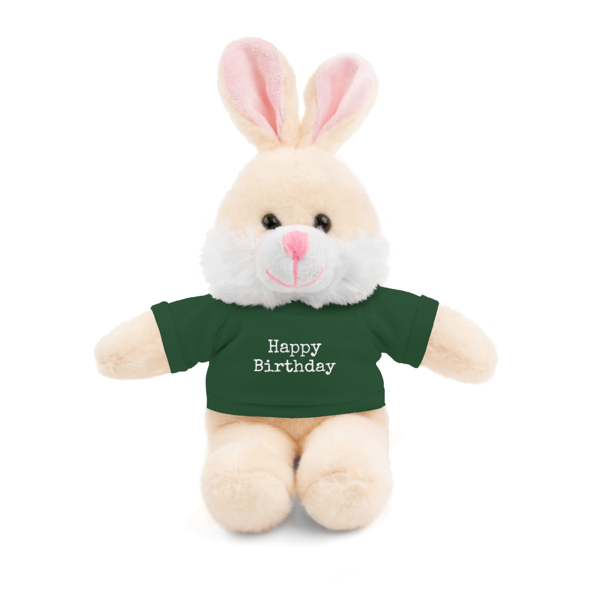 SA- Happy Birthday White Font Stuffed Animals with Tee