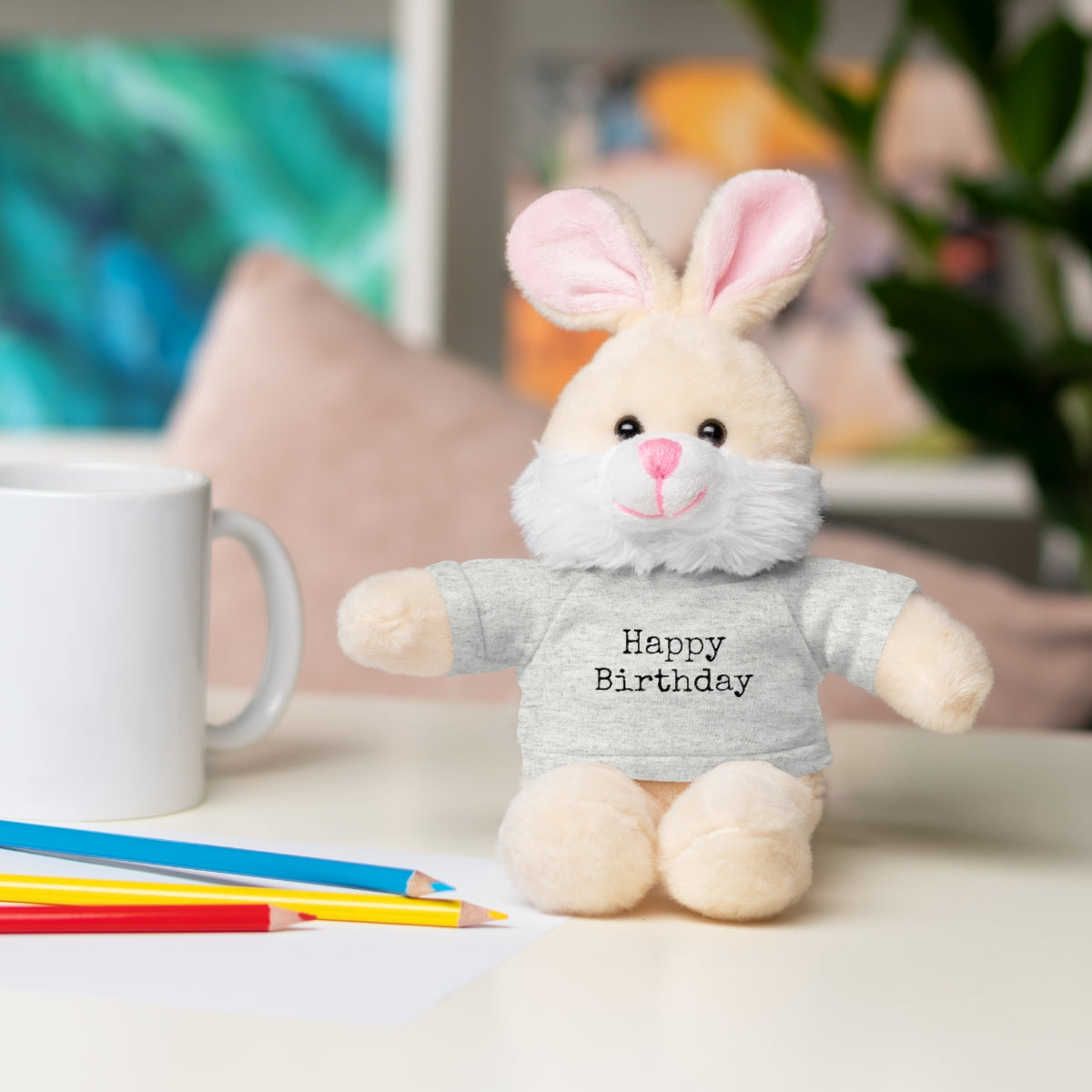SA- Happy Birthday Black Font Stuffed Animals with Tee