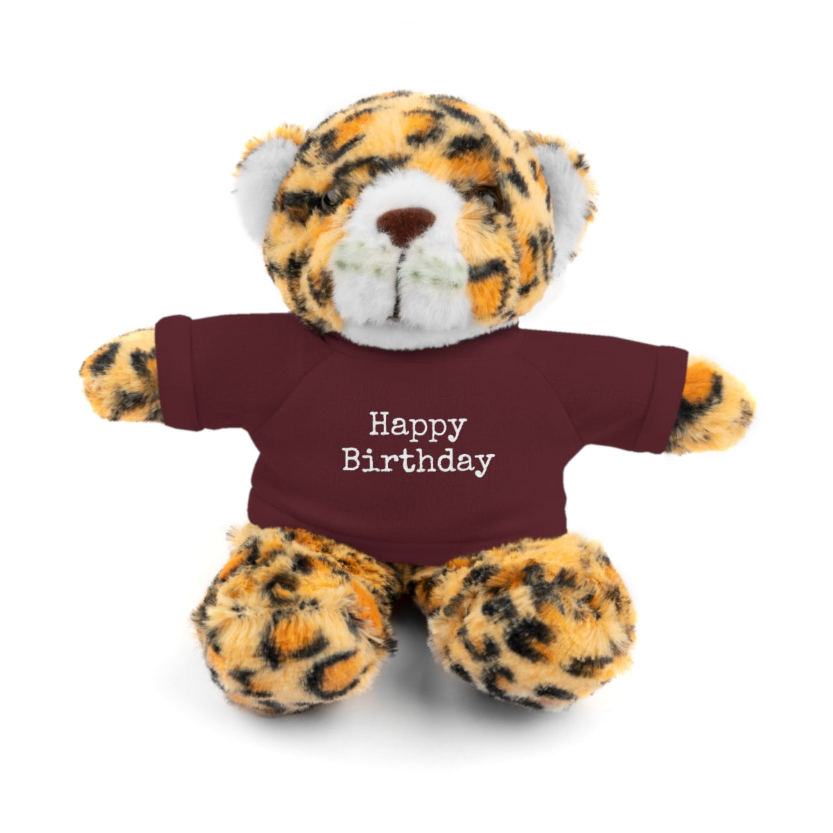 SA- Happy Birthday White Font Stuffed Animals with Tee