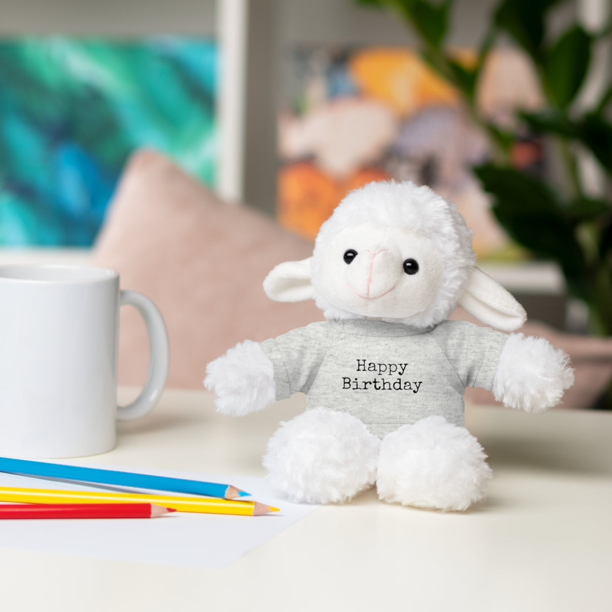 SA- Happy Birthday Black Font Stuffed Animals with Tee