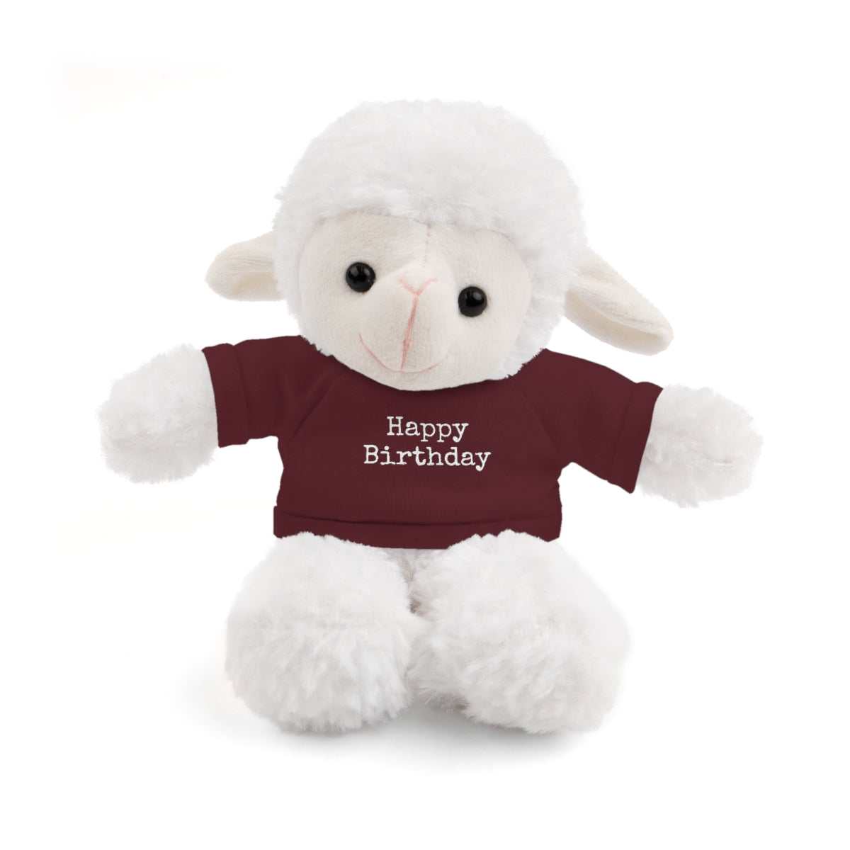 SA- Happy Birthday White Font Stuffed Animals with Tee
