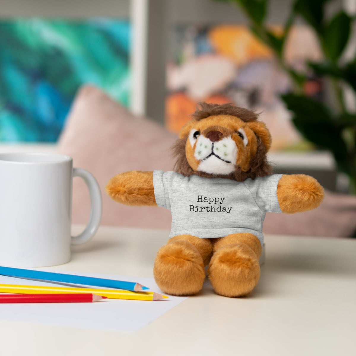 SA- Happy Birthday Black Font Stuffed Animals with Tee