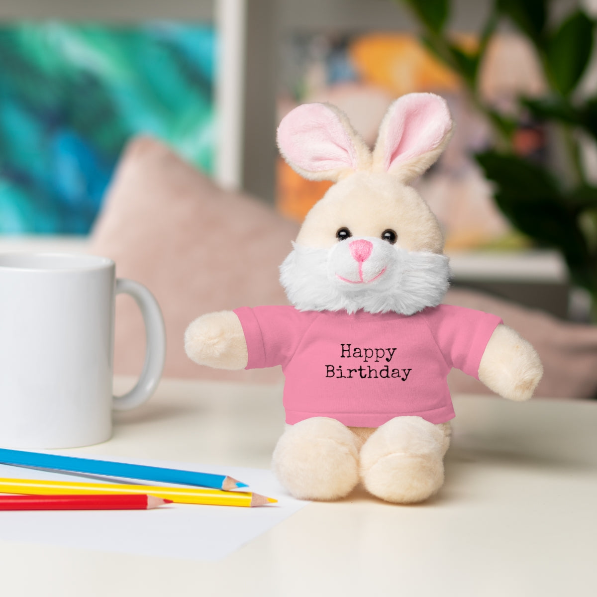 SA- Happy Birthday Black Font Stuffed Animals with Tee