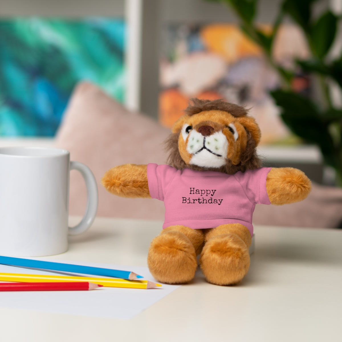 SA- Happy Birthday Black Font Stuffed Animals with Tee